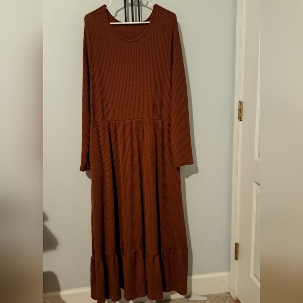Rusty Brown Long Sleeve Dress 4XL fits like 2xl - Picture 2 of 7